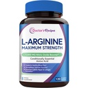 Lægens opskrifter L- arginin 1000mg, maksimal dosis, nitrogenoxid produktion, blodgennemstrømning og vaskulær funktion, Endurance og træningsstøtte til mænd og kvinder, 120 overtrukne tabletter