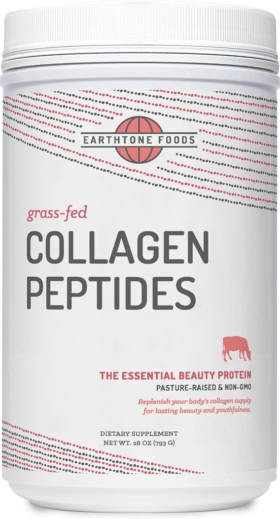 EARTHTONE Grass- Fed Collagen Peptider Pulver 28 oz fødevarer - Hydrolyseret, ikke-GMO - Ikke-flavored - for kvinder og mænd - naturlige protein supplement - Paleo og Keto Friendly
