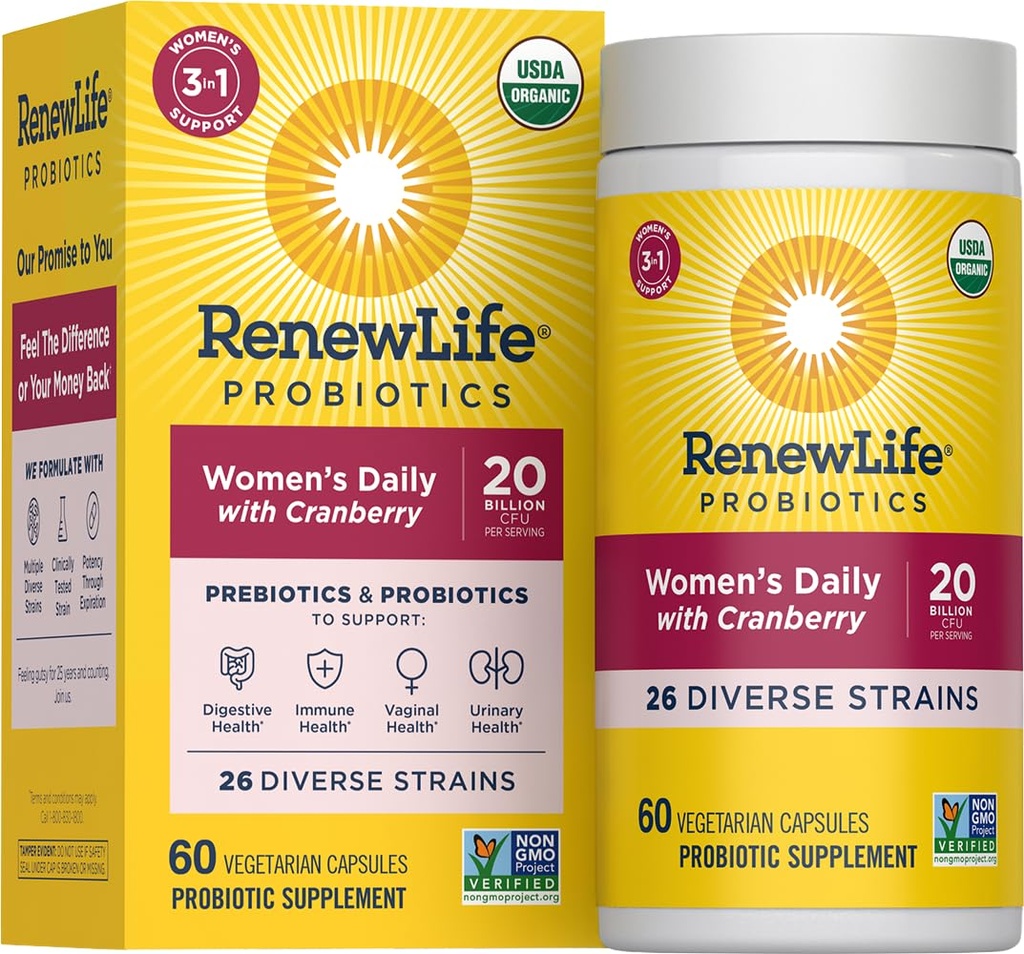 Renew Life Women 's Daily Probiotic + Prebiotics, 60 CT