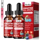 Creatin HCL flydende dråber til mænd og kvinder, Creatin hydroklorid med L- carnitin, L- glutamin, BCAA, vitamin B12 & B6 for muskelvækst & Recovery- Vegan, blandet berry flavor, 4 Fl Oz
