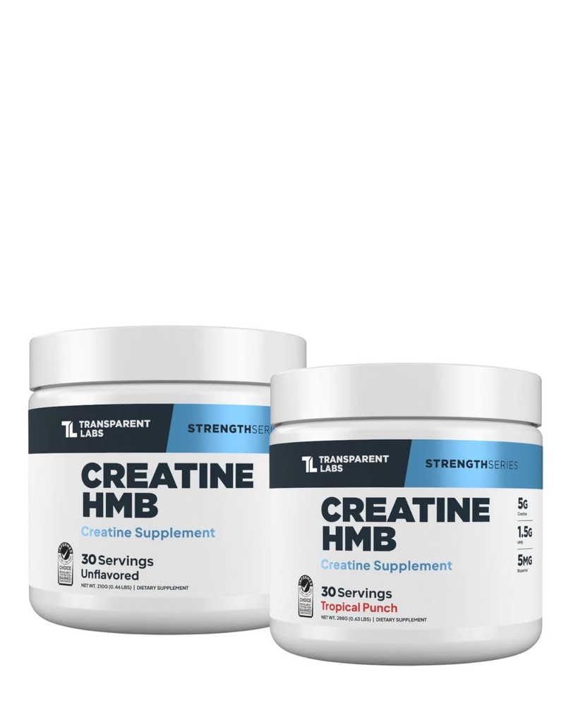Transparent Labs Creatine HMB (30 Servings, Tropical Punch) & Creatine HMB (30 Servings, Unflavored)