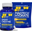 NATURLIGE STAKKER Creatinmonohydrat & Magtech Hydrate Bundle - 2500mg Creatin + 200mg Elemental Magnesium Per Servering - Understøtter Hydration, Brain Health & Endurance - 44 Total Servering