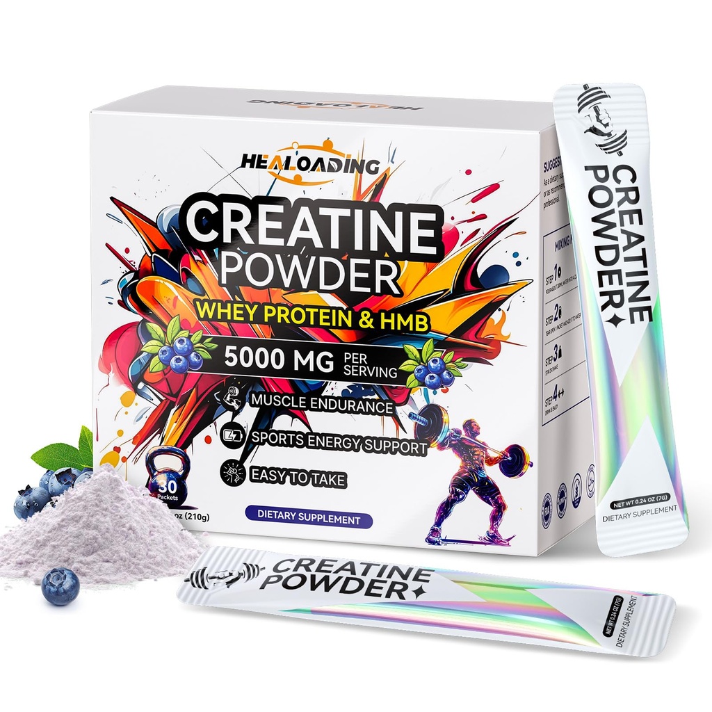 Creatin monohydrat pulver med Whey Protein: Creatin HMB mikroniseret pulver til mænd og kvinder, hurtig absorption til atletisk ydeevne & muskelstøtte - 30 pakker
