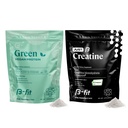 B- FIT B Vegansk protein + Just Creatin - Pea Protein Powder 600g - Plant baseret Protein Shake - Creatin monohydrat Powder - Creapure - 90 Servering - 450 g