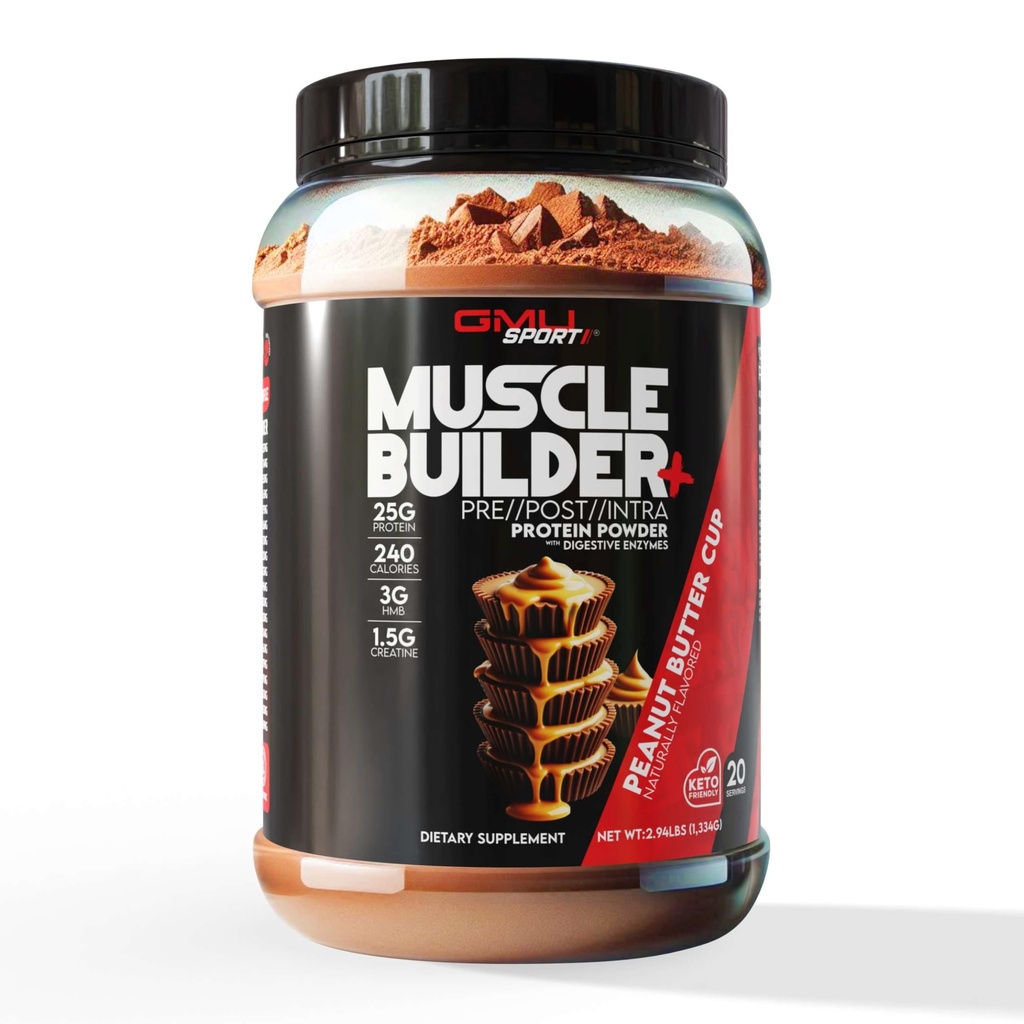 GMU SPORT - Muscle Builder + Protein med 3 g Creatin, 1,5 g HMB, Collagen & Enzymes