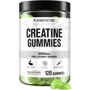 Jacked Factory Sugar Free Creatinine Gummies - 5g daglig dosis (1,25 g pr Gummy) - Creatinine Gummy Sugar Free for mænd og kvinder, Vegan- Friendly, Third-Party Testet - 120 Gummies, Green Apple