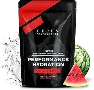Cerus Performance - Performance Hydration Electrolyte Powder - Vandmelon Flavor, 5g Creatinine Monohydrat, 500mg kokos vand pulver - Understøtter Endurance, Muscle Recovery & Keto 30 Servering
