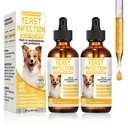 Gær Infektion Behandling for hunde, Hundeøre Infektion Behandling, Itchy Øre, Hud & Allergi Symptomer Relief- Reducerer inflammation & Relieves Irritation, Hundetillæg Drops med Multivitaminer Probiotika