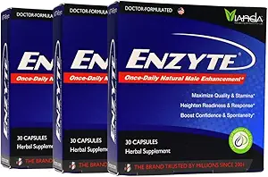 Enzyte ® af Vianda Male Enhancement Health Supplement for Blood Flow, Stamina, og kvalitet, med asiatiske Ginseng, Ginkgo Biloba, Grape Seed, Horny Geat Weed, Muira Puama - 30 kapsler (3 Pack)