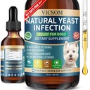 VICSOM Natural Hund Gær Infektion Behandling for hunde, Itchy Hud & Øre Behandling Natural Support Allergi Relief, Hund Gær Infektion Relief, Support Irritation, Kløe & Inflammation 60ml