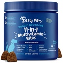Zesess Paws Senior Hund Multivitamin Treats - Glucosamin til hunde + fordøjelsesenzymer & probiotika - Korn fri Hund vitaminer og kosttilskud til hud & Coat + immunsundhed kylling - Advanced - 90ct