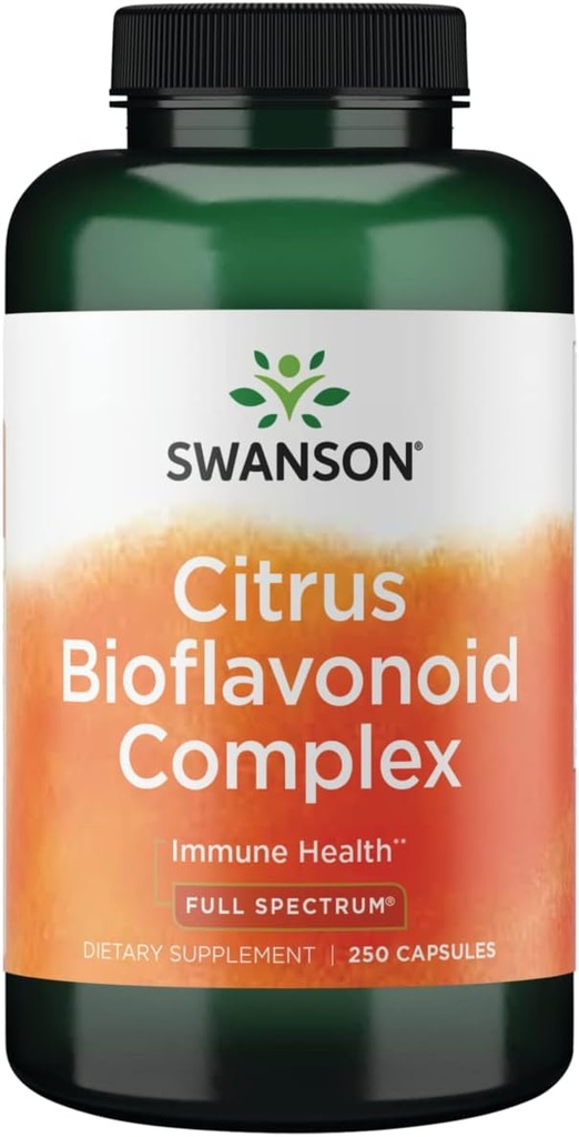 Swanson Full Spectrum Citrus Bioflavonoid Complex - Aids Vitamin C Absorption og fremmer immunsundhed - Standardiseret til 50% Bitter Orange Bioflavonoider - (250 kapsler) 1 pakke