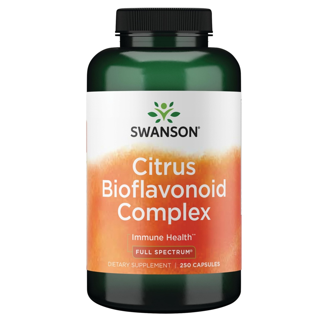Swanson Full Spectrum Citrus Bioflavonoid Complex - Aids Vitamin C Absorption og fremmer immunsundhed - Standardiseret til 50% Bitter Orange Bioflavonoider - (250 kapsler) 1 pakke