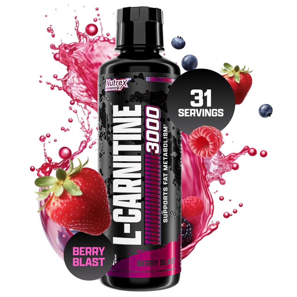 Nutrex Forskning L- Carnitin 3000 (31 Servere, Berry Blast) Note 124; Flydende Skud, Stimulant Gratis