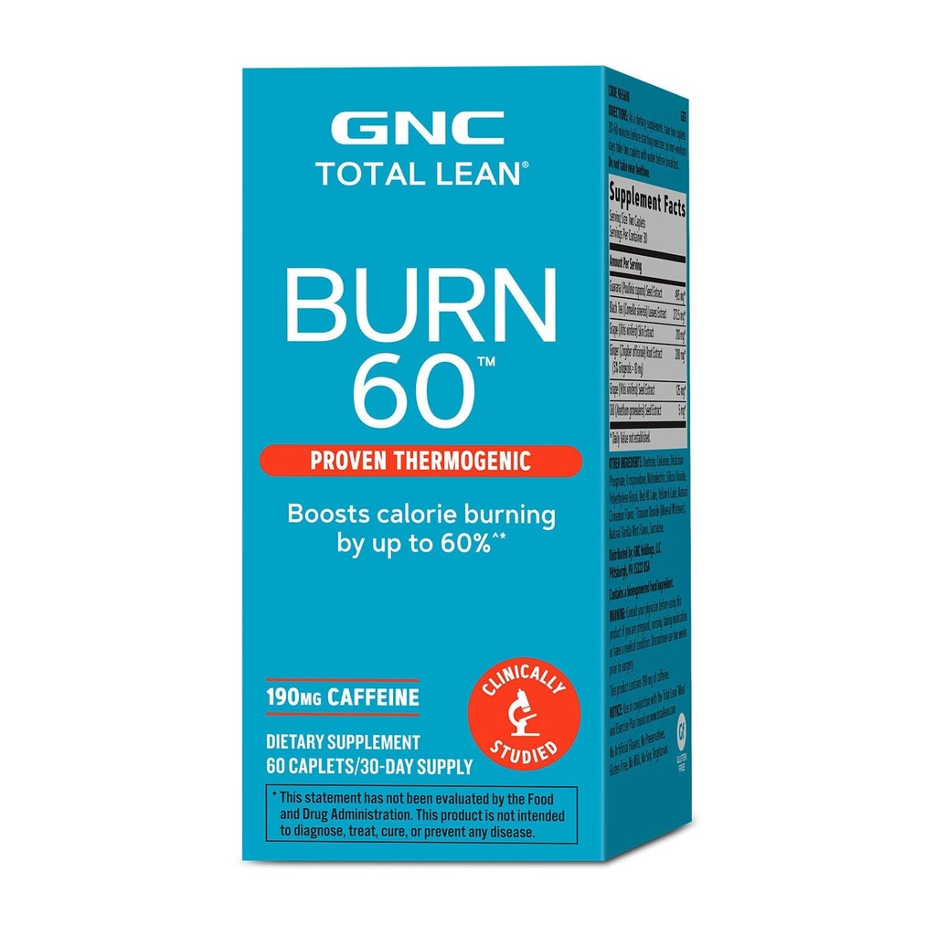 GNC Total Lean Burn 60, Clinically Proven Thermogen Formel, 30 Servere