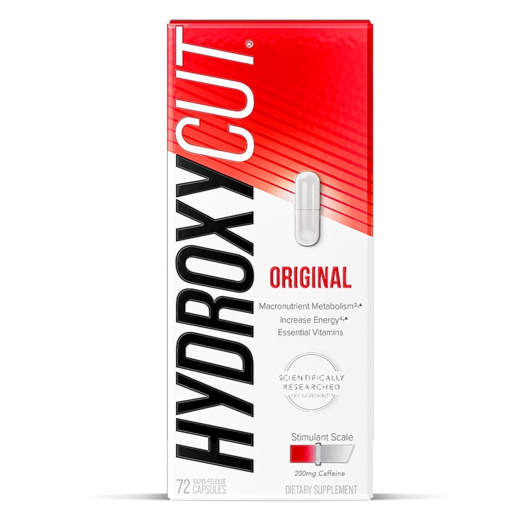 Hydroxycut Original - 72 Rapid- release kapsler - 200 mg koffein - Boost Metabolisme, Brænd kalorier, Øge energi - for kvinder og mænd