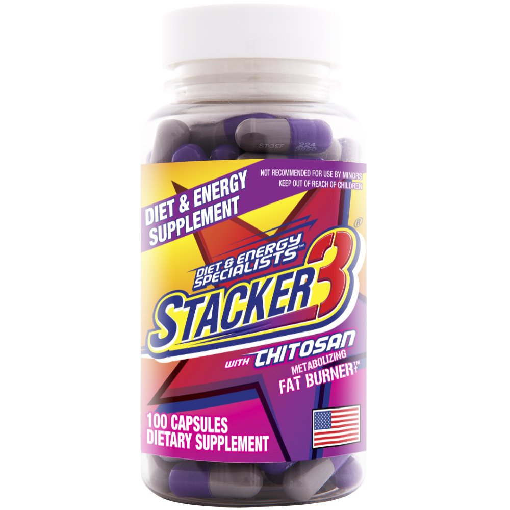 Stacker 3 Metabolizing Fat Burner med Chitosan, Kapsler, 100Count Flaske