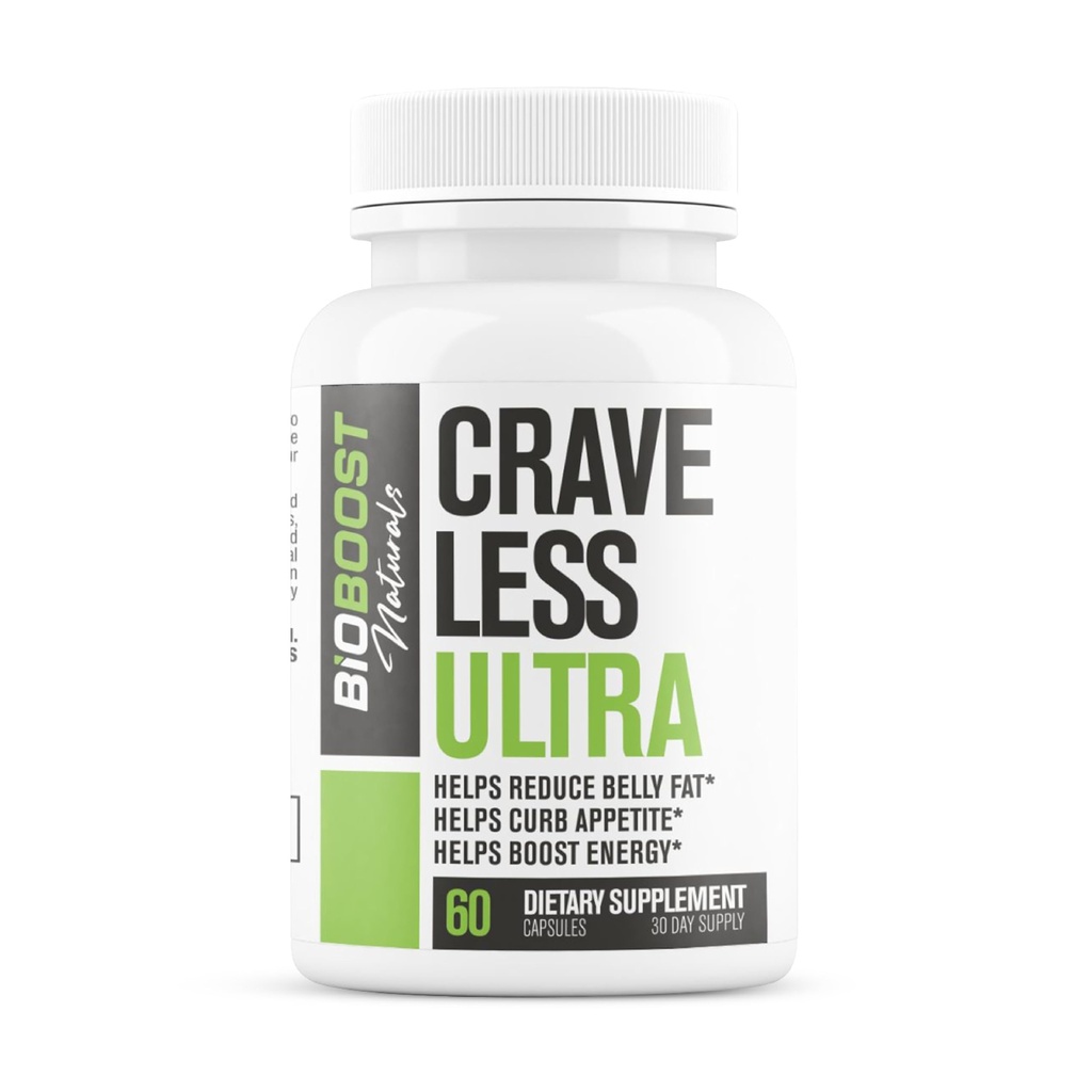 Crave mindre Ultra - Understøtter GLP-1 Pathway funktion - Vægttab piller / Appetitsuppresst + Fat Burner for kvinder & mænd; Øge energi - 3. part testet formel - 60 kapsler til voksne