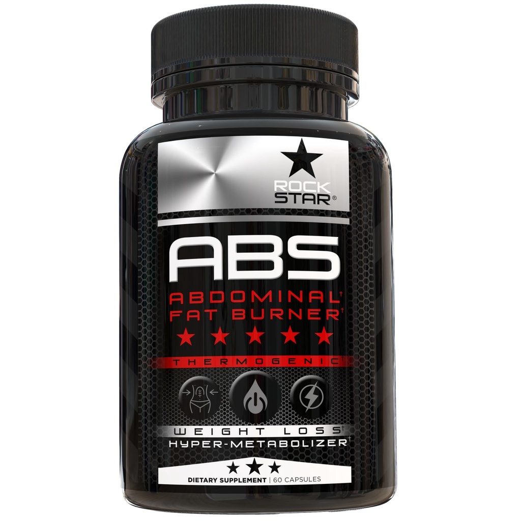 Rockstar Abs Kosttilskud - Termogene Ab Fat Burner, Hyper Metabolizer - Belly Fat & 6 Pack Support, Vægttab, GLP-1 & Metabolisme Booster piller til mænd og kvinder - Målrettet abdominal fedt tab