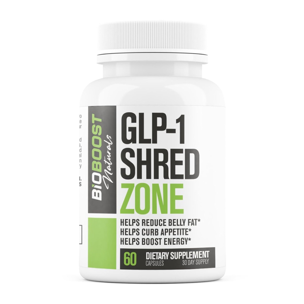 GLP-1 Shred Zone - Vægttab piller til kvinder & mænd + Appetite Suppressant Support - Understøtter sunde veje forbundet med GLP-1 aktivitet - Fat Burner supplement - 60 kapsler