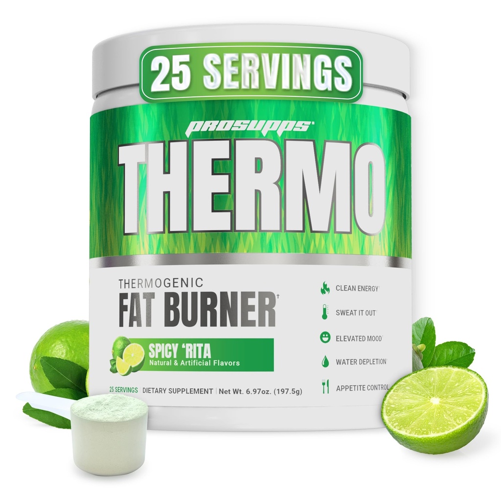 ProSupps Thermogen Fat Burner Powder, Spicy Rita - Vægttab & Metabolisme Booster Pre Workout Supplement for kvinder & mænd - Understøtter Appetite Control & øger energi - Gluten- Gratis - 25 Tjenester