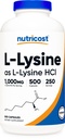 Nutricost L- Lysin 1000mg Per Servering, 250 Servering, 500 kapsler - Gluten Free, Non- GMO, 500mg Per Capsule