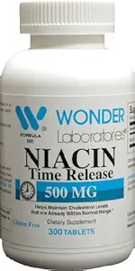 Wonder Laboratories High Potancy Time Release Niacin (vitamin B3) 500 Mg 300 tabletter Non- GMO, Gluten Free Supplement