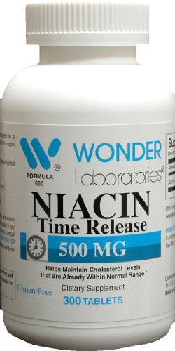 Wonder Laboratories High Potancy Time Release Niacin (vitamin B3) 500 Mg 300 tabletter Non- GMO, Gluten Free Supplement