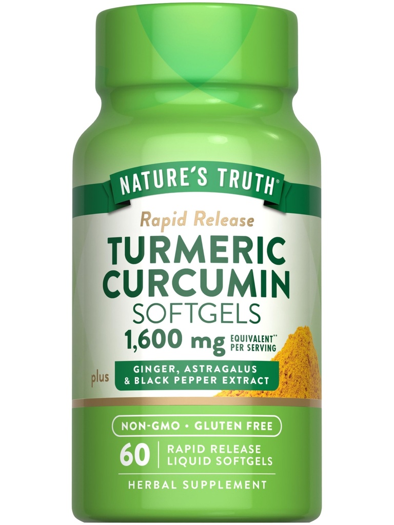 Nature 's Truth Turmeric Curcumin Complex 124; 60 Softgels against 124; med Ginger, Astragalus, & Black Pepper Extract