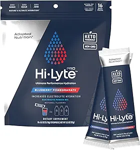 Hi- Lyte Pro Hydration Pakker - 16 Individuelle drikke Pakker Name 124; Blåbær Pomegranat # 124; Opløst elektrolytpulver # 124; Sukkerfri, Zero Carb, Zero Calorie