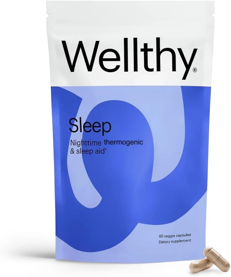 Wellthy Night Time Thermogen - B6-vitamin, Ashwagandha & Melatonin - Nighttime Thermogen for kvinder - Belly Thermogen - Natural Weight Loss Supplements for Women, 60ct