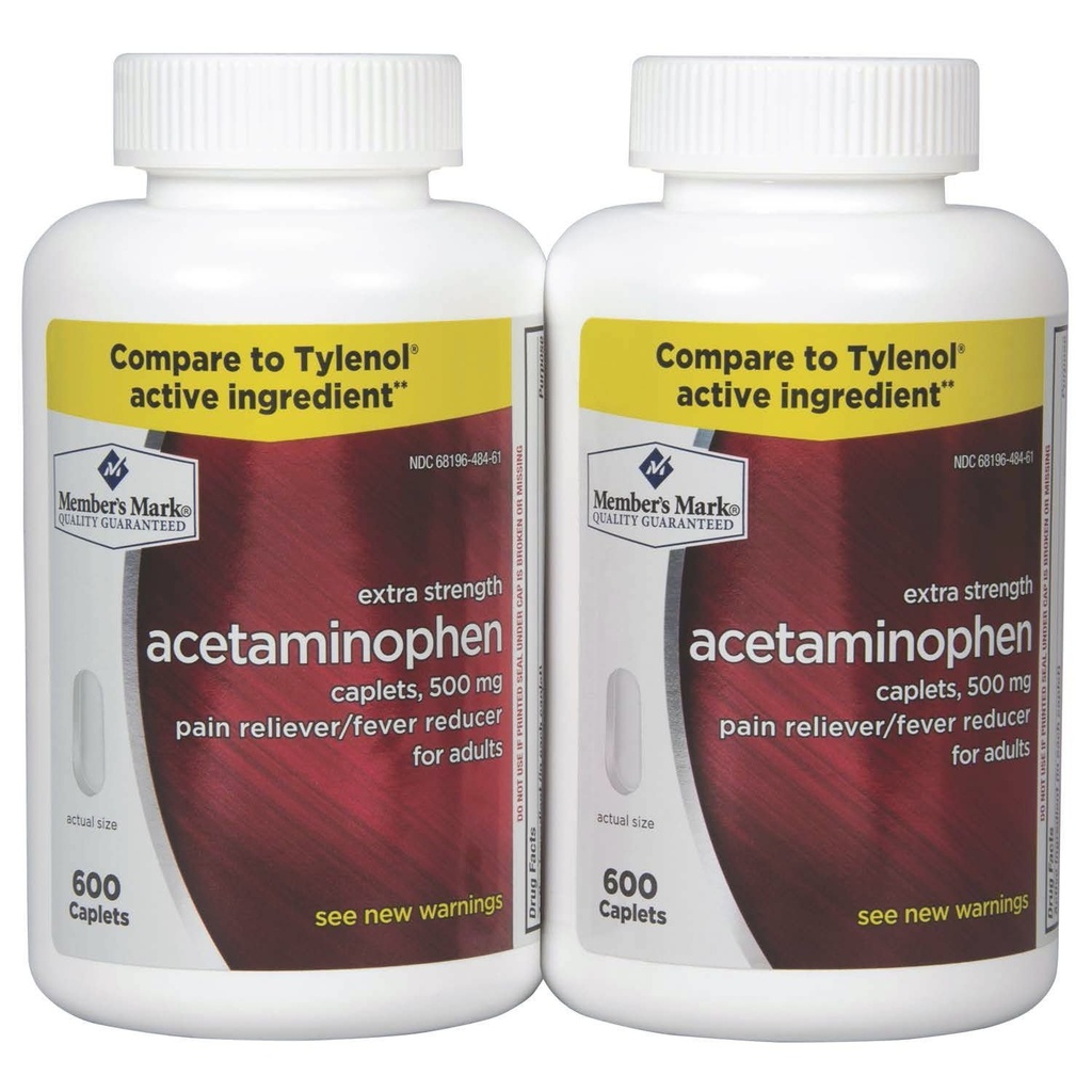 Medlemmer Mark Acetaminophen, 1200 Caplets, Pain Reliever, 500 mg