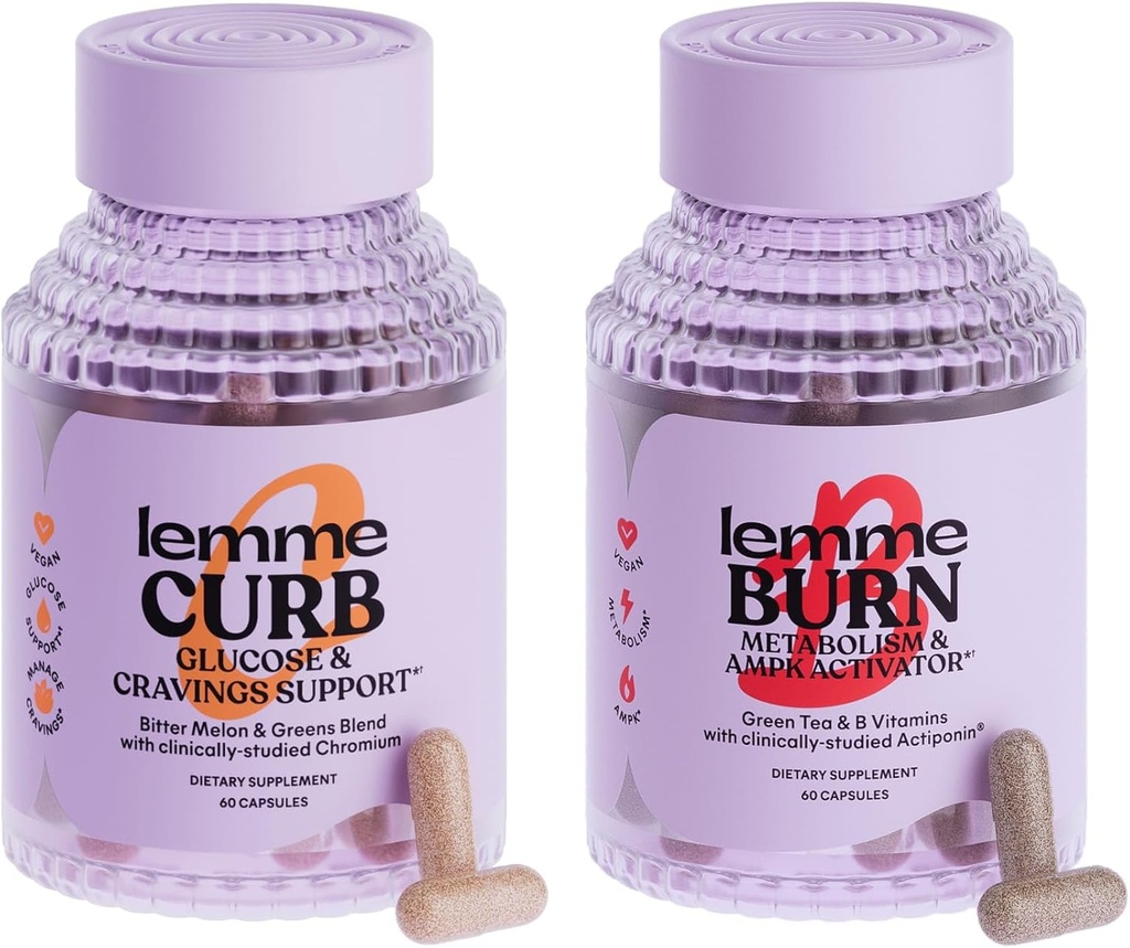 Lemme Curb and Burn - Metabolisme, Cravings Support & Weight Management med klinisk undersøgt chrompicolinat, Gynostemma, kanel, grøn te, B6-vitamin & B12 - Glutenfri, 60 Greve Ea