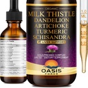 Organic Milk Thistle Extract Liquid for Liver Cleanse Detox & Repair, Silymarin Milk Thistle Drops Supplement with Dandelion & Artichoke for Liver Support, Vegan, Alcohol-Free, 2 FL OZ