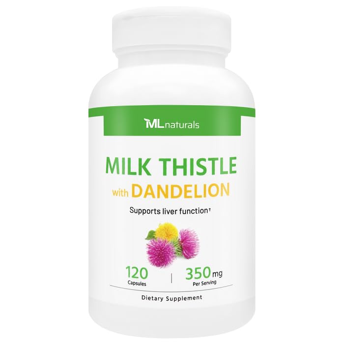 ML Naturals Milk Thistle & Dandelion Extract – 250mg Milk Thistle, 100mg Dandelion Root (Per Serving) 120 Capsules