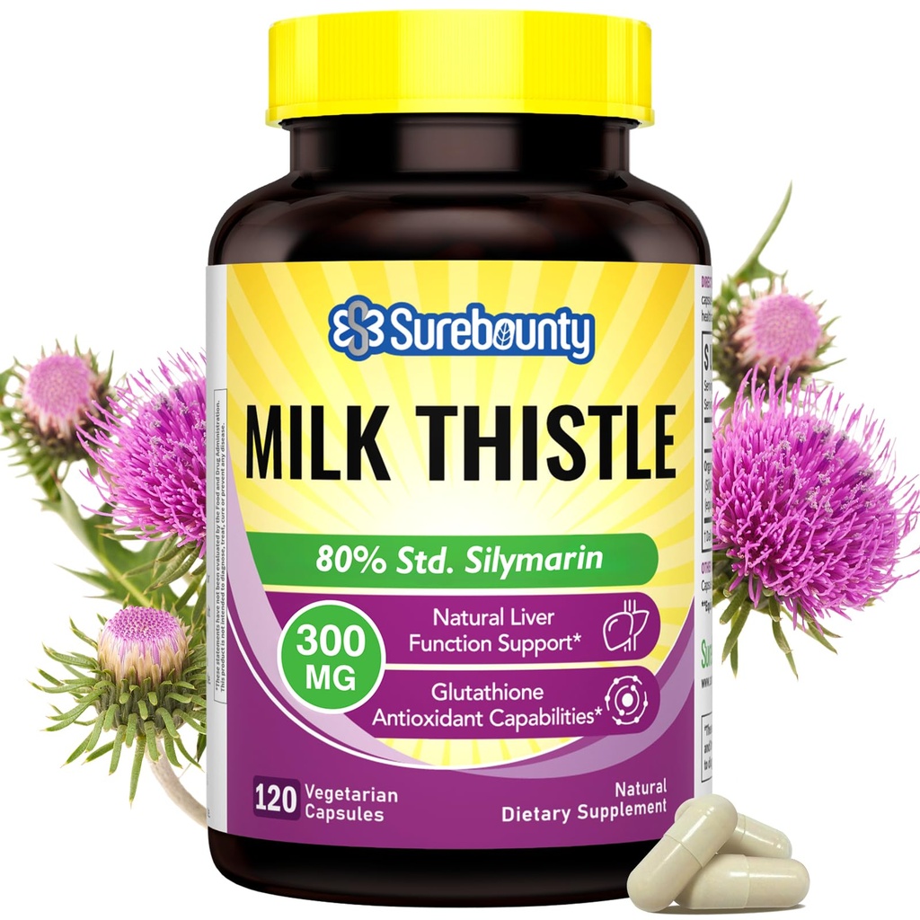 Milk Thistle, Concentrated Seed Extract, Liver Support Cleanse Detox, Fatty Liver Supplements, Non-GMO, No Gluten & Soy, 120 Veggie Caps, 4 Month Supply
