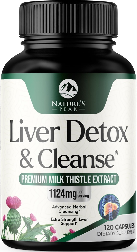 Liver Cleanse Detox & Repair - Milk Thistle Supplement for Digestion & Immune Health - Ginger Root, Choline & Dandelion Root - Herbal Liver Support with Silymarin, Beetroot & Artichoke - 120 Capsules