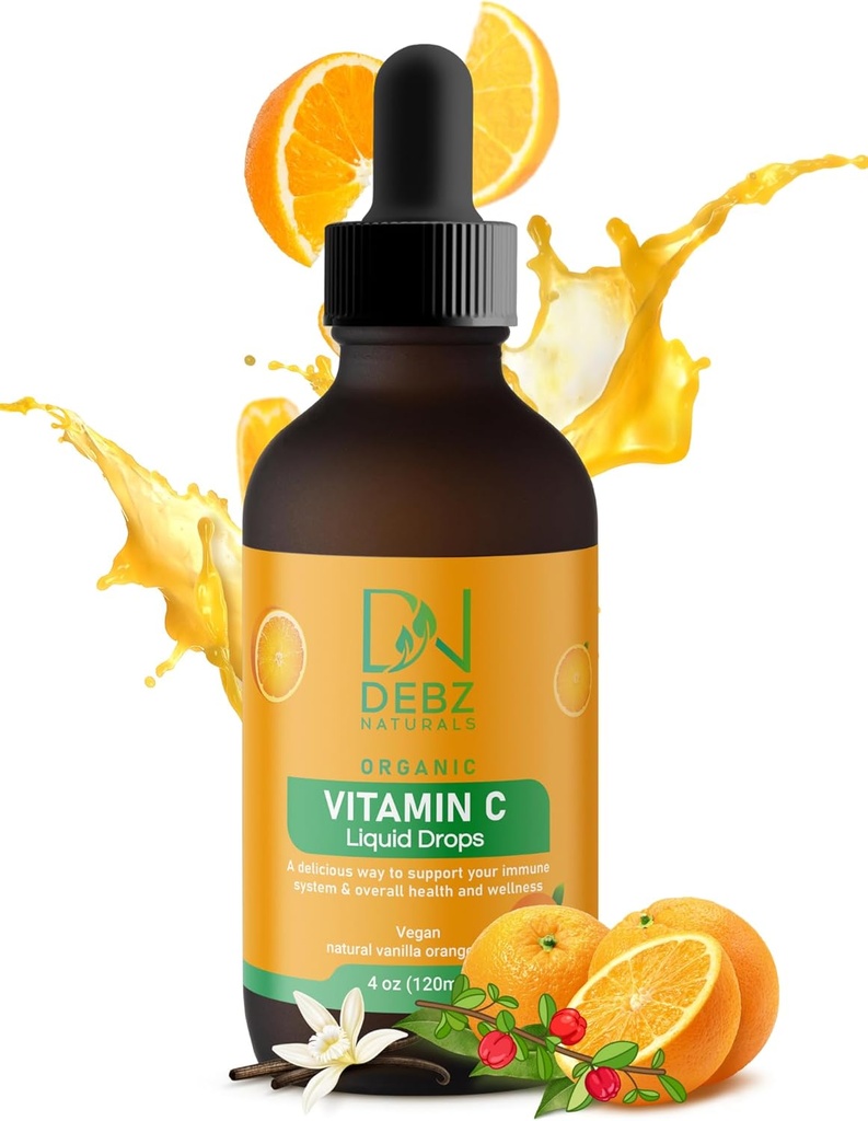 Organic Liquid Vitamin C Drops - Immunsupport - Vegan - Made in USA - 4 oz - Praktisk - Tasty