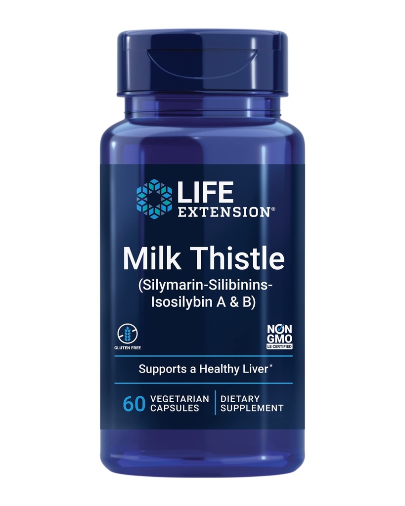 Life Extension Milk Thistle, silymarin, silibinins, isosilybin A & B, Delivers Full-Spectrum Milk Thistle Benefits for Liver Health, Non-GMO, Gluten-Free, Vegetarian, 60 Capsules
