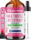 Milk Thistle Drops with 80% Silymarin Flavonoids – Vegan, Non-GMO, Fast-Absorbing – Easily Mix with Drinks – Milk Thistle Supplement for Liver, Immune Care and Antioxidant Support (Mixed Berry, 60 mL)