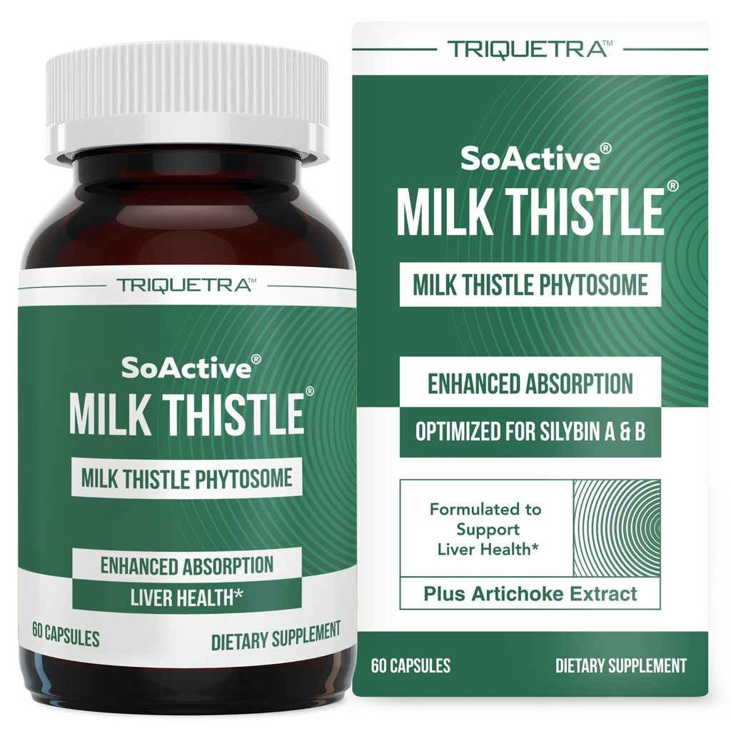 SoActive® Milk Thistle: 10X More Effective Milk Thistle Phytosome, Optimized for Essential Bioactive Silybin A & B Plus Bilear® Artichoke Extract & Bile Enhancer - Liver Support | 60 Servings