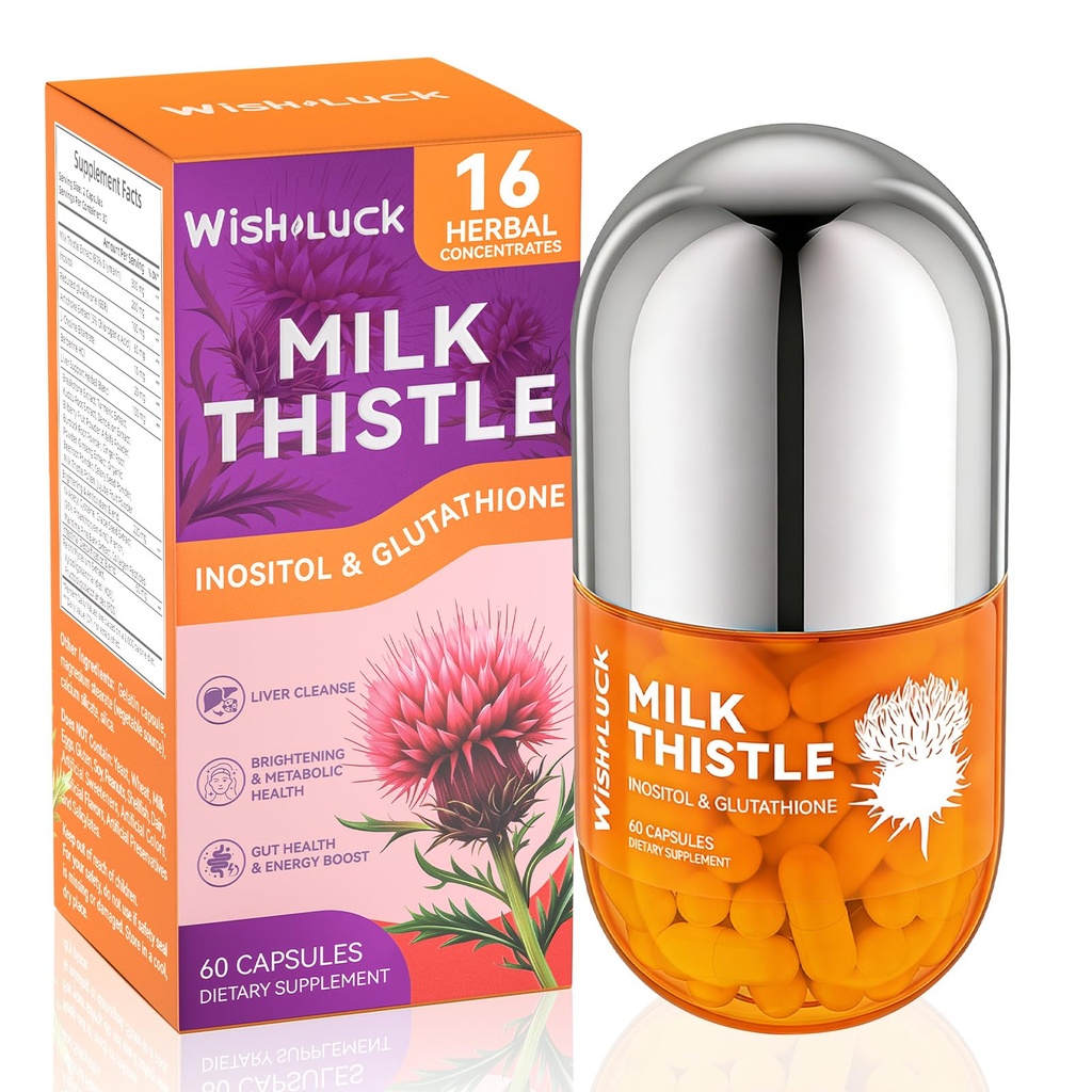 Liver Cleanse Detox for Women: Milk Thistle with Dandelion for Liver Support, Inositol & Glutathione for Antioxidant Metabolic Health Non-GMO 60 Capsules