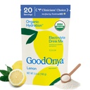 GOODONYA Organic Hydration Electrolyte Drink Mix, Certified Organic Hydration Powder, Non-GMO, Biochecked Glyphosat Free, Low Sugar, Lemonade Flavor, Ingen Kunstig Smag, 20 Servere
