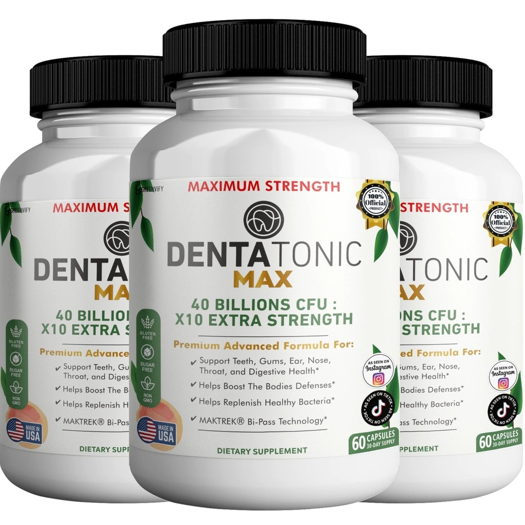 Denta Tonic Max Probiotic Supplement, 40 Billion CFU, 60 Capsules, Supports Oral & Digestive Health (3)