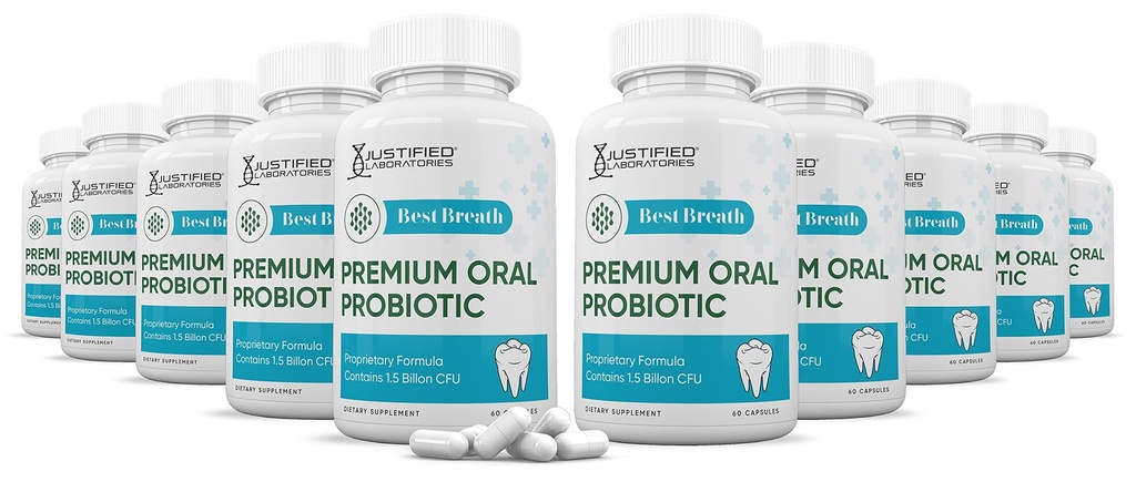 Justified Laboratories (10 Pack) Best Breath 1.5 Billion CFU Probiotic Oral Support 600 Capsules