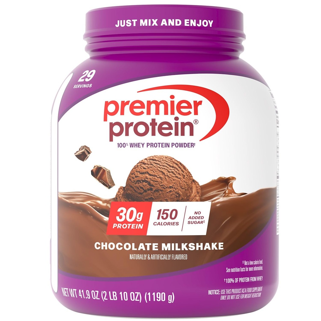Premier Protein Powder, Chokolade Milkshake, 30g Protein, 1g Sukker, No Soy, Gluten Free, 41.9oz (29 Servere)