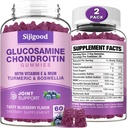 2 Pack Glucosamine Chondroitin Gummies, Extra Strength Glucosamine Chondroitin MSM med Elderberry & Gurmeric, Fælles Sundhed, Fleksibilitet, Antioxidant, Immunitet for Adults- Blueberry Flavored, 120 Gummies