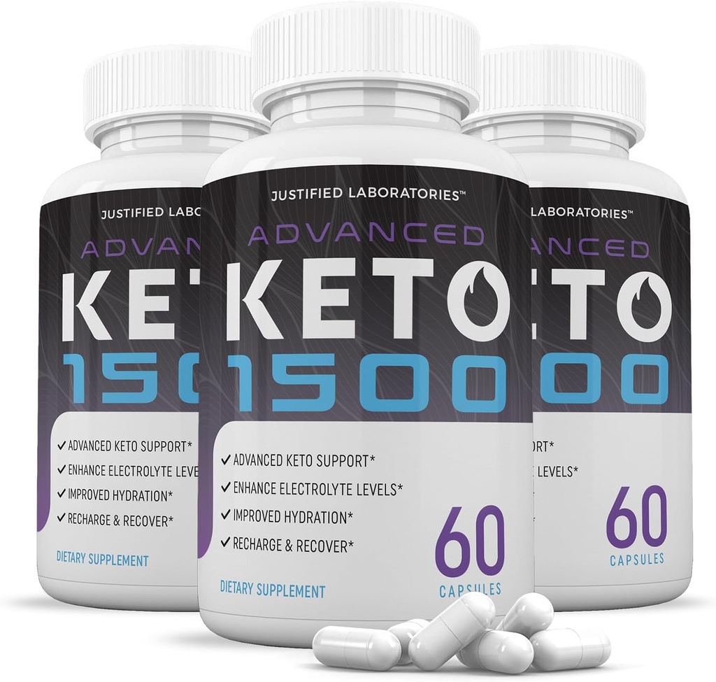(3 Pack) Avanceret Keto 1500 Keto piller 1275MG Ny & forbedret formel Indeholder Apple Cider Vinciferine Extra Virgin Olivenolie Powder Green Tea Leaf 180 kapsler
