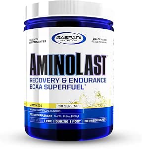 Gaspari Nutrition Aminolast, Inddrivelse og Endurance BCAA Superfuel, 2: 1: 1 Aminosyreforhold, fueled with Electrolytes (30 Servere, Lemon Ice)