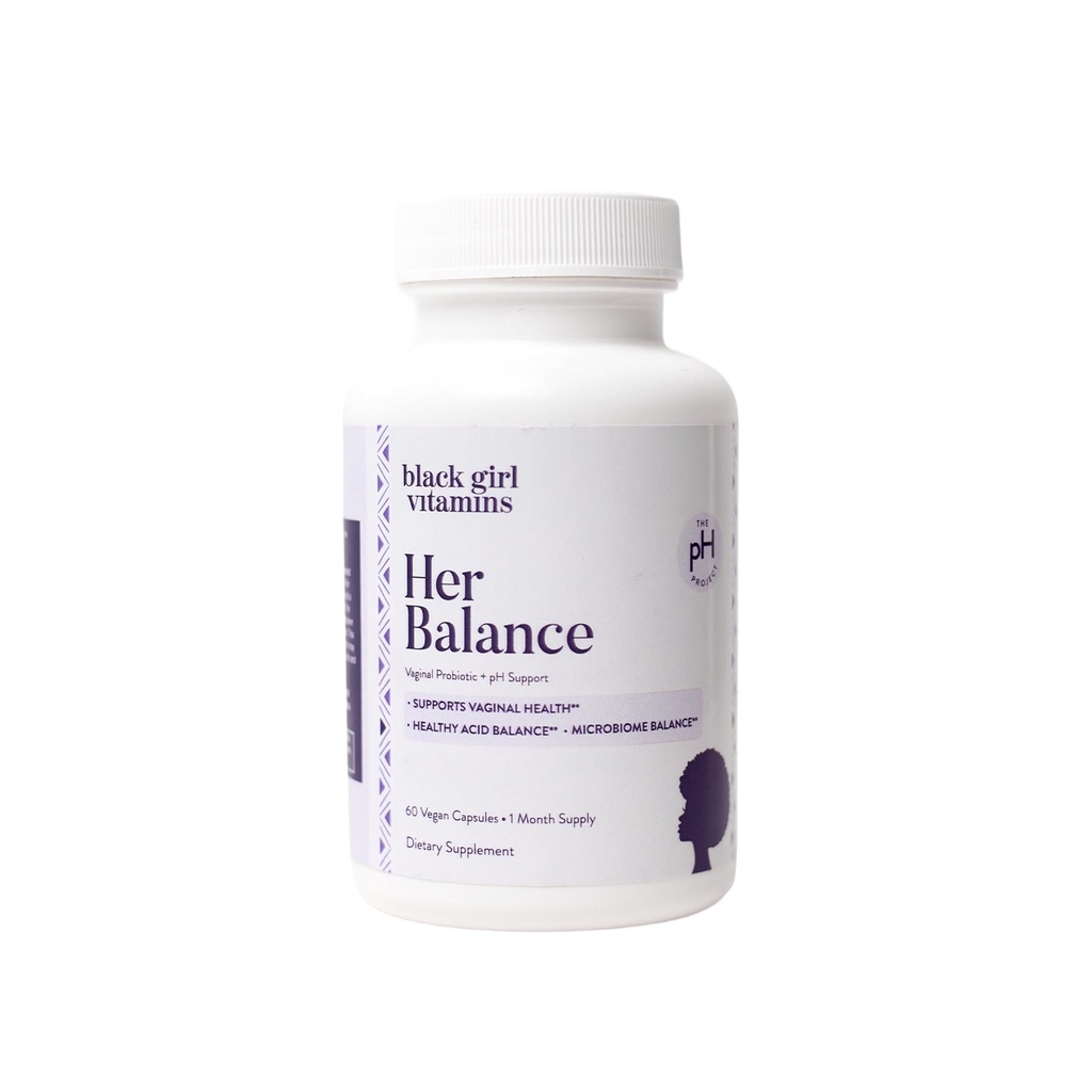 Black Girl Vitamins - Her Balance Vaginal Probiotics - Daily Microbiome Support for Women - 10 Billion CFU Lactobacillus Crispatus & Gasseri + Herbal Blend - Vegan, Gluten-Free, Halal (30-Day Supply)